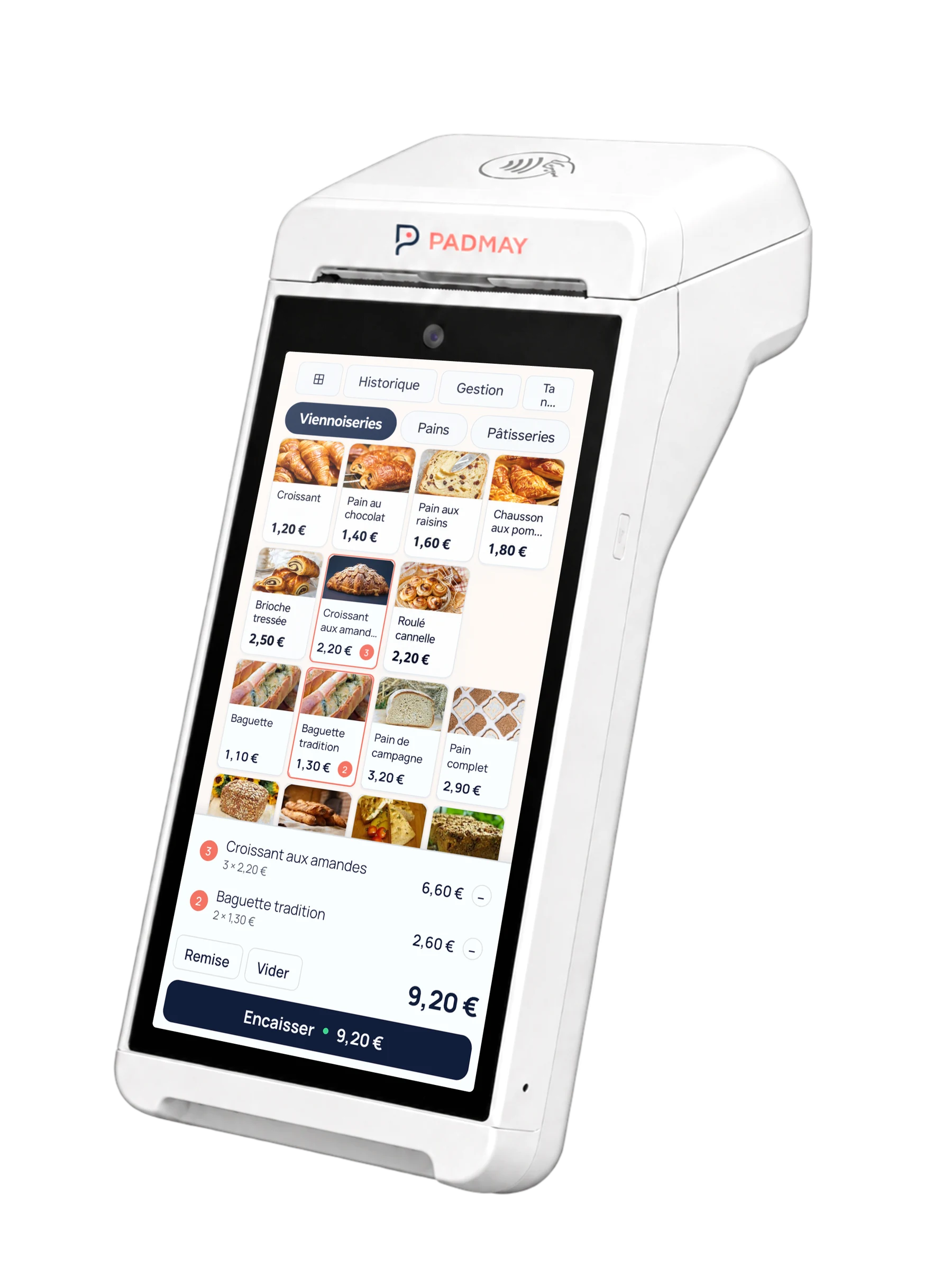 Le terminal Padmay ONE avec la caisse Padmay Shop à l'écran